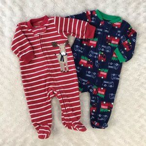 Newborn Holiday Footed Sleepers Reindeer